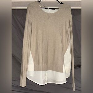 Kensie Beige Sweater with White Accent